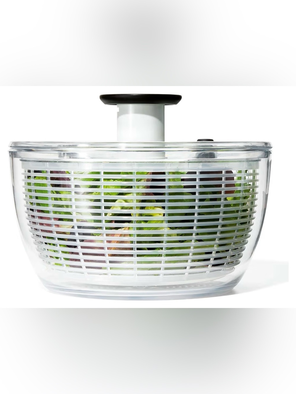 OXO Large Salad Spinner with Clear Plastic Bowl and White Lid